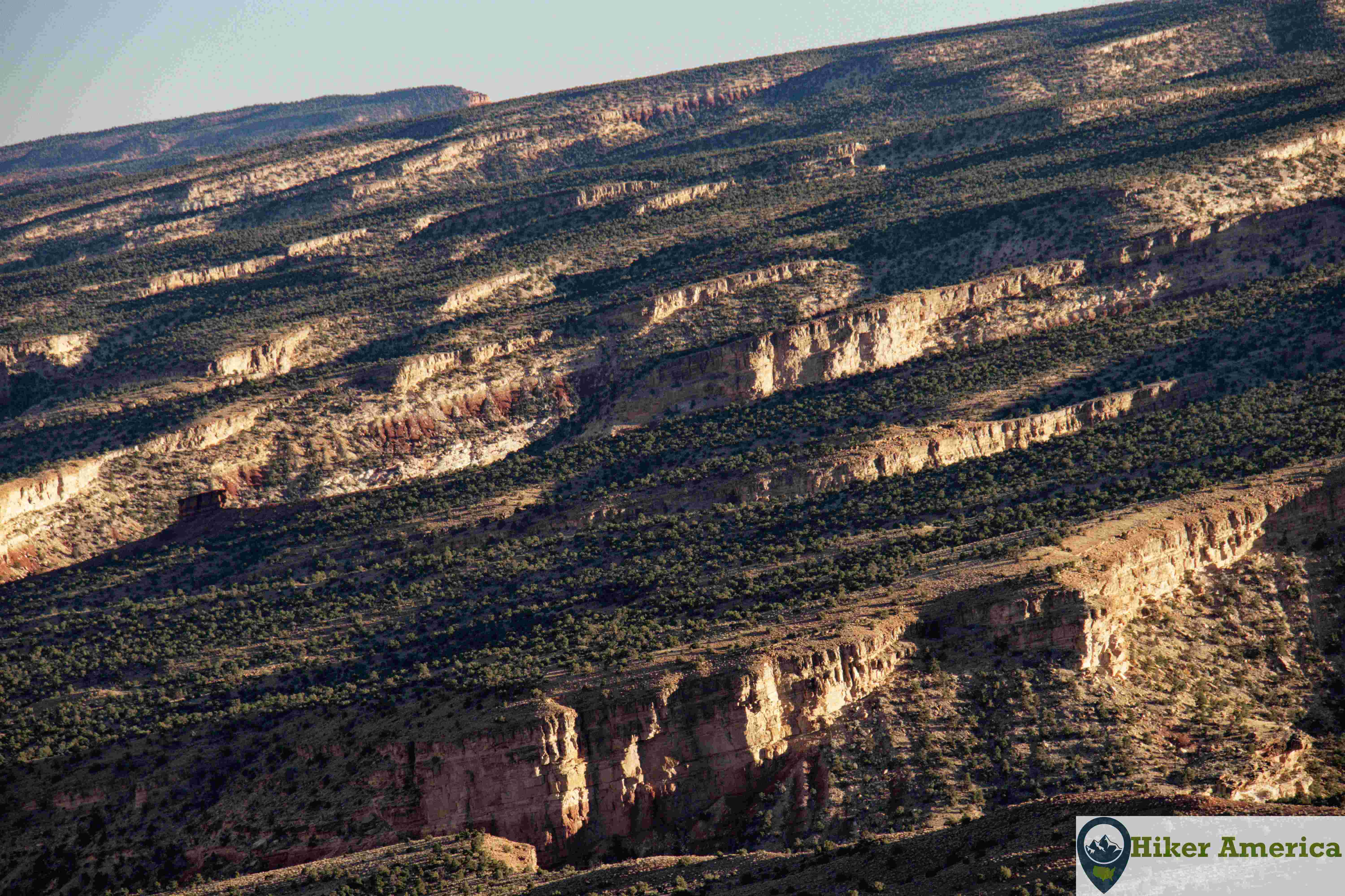 A close up of angled land.